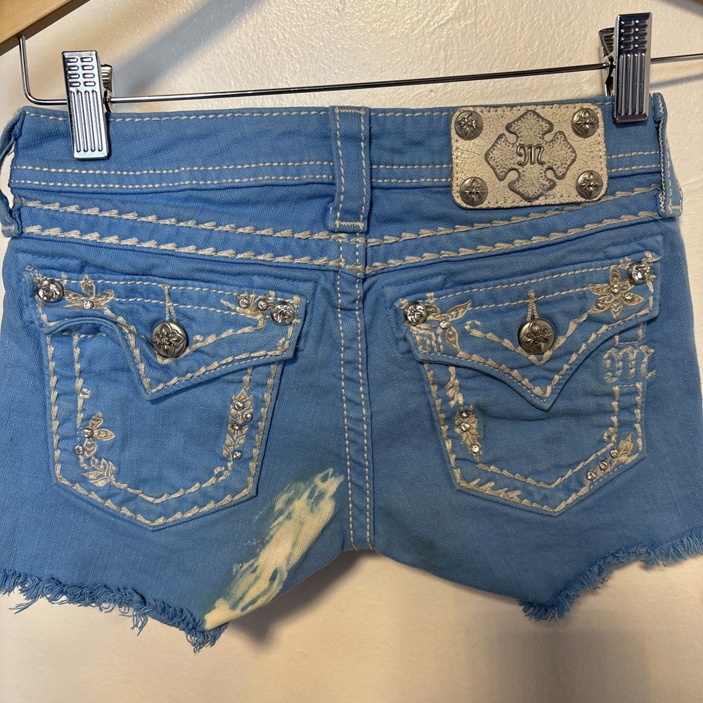 Miss Me Light Blue Embellished Mini Shorts size 12 jr